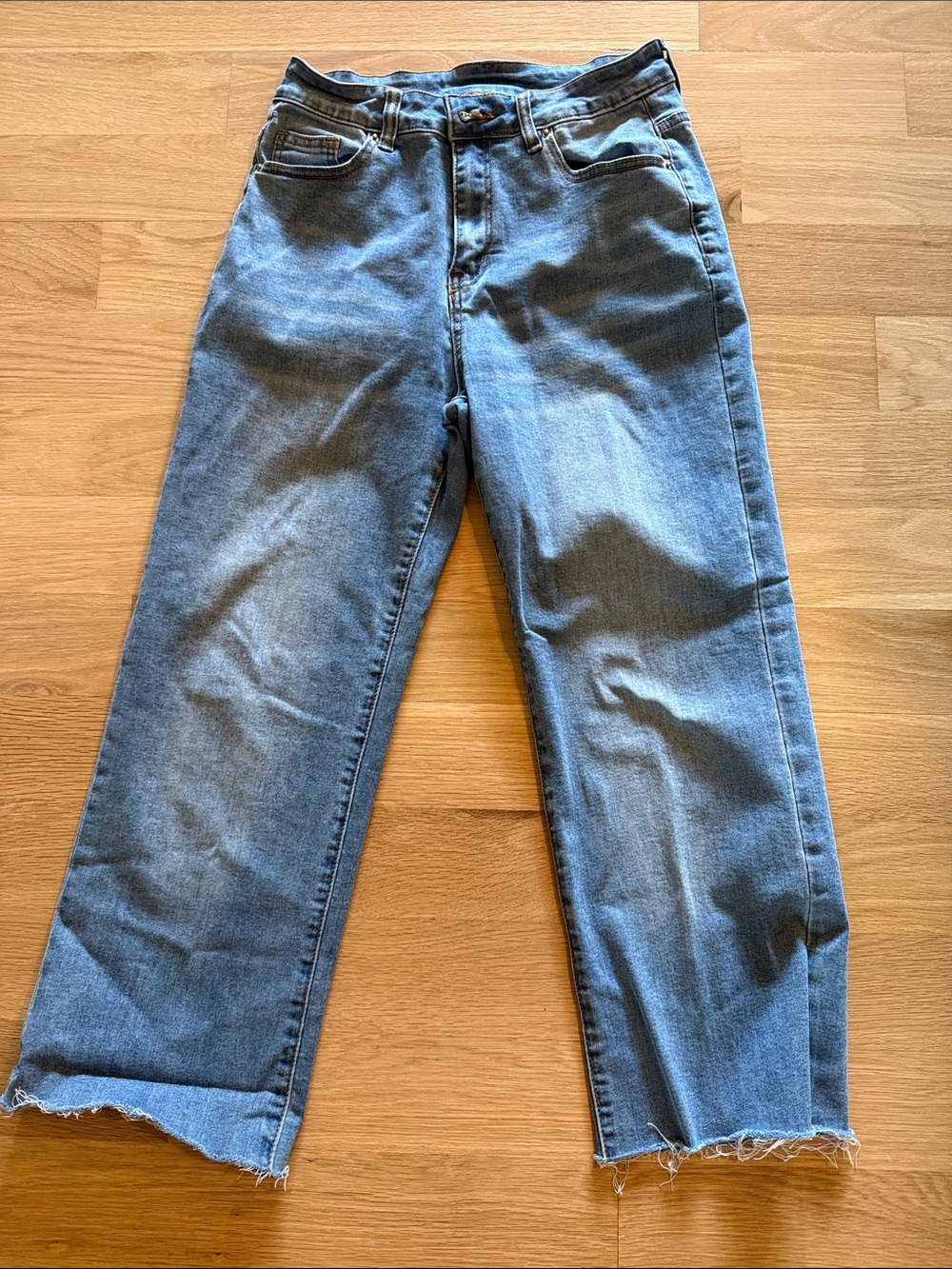 High-Rise Straight Leg Jeans in Light Blue